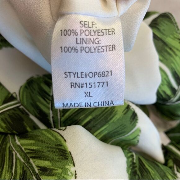 Sage & Citrus green leaf tropical wide leg cropped pants Sz XL - Picture 7 of 14